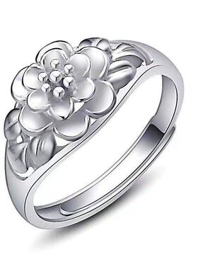 复古素银芙蓉戒指女镀银戒指饰品