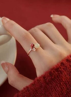 新中式玉见锦鲤戒指女滴胶金鱼