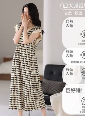 夏季带胸垫睡裙女纯棉背心连衣裙
