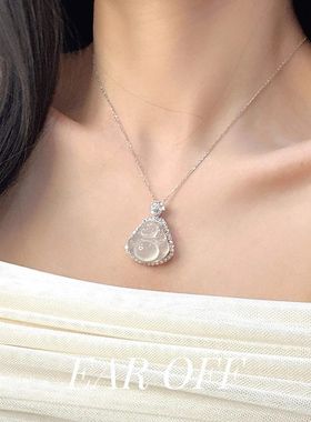 仿玉髓笑面佛公项链女款轻奢小众