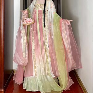唐风齐胸双层大袖衫绣花春秋套装