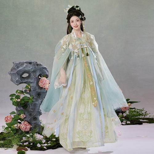 幽兰春醒女斗篷重工刺绣齐裙