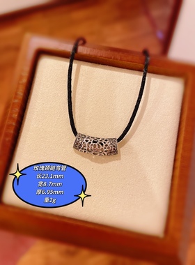 包邮泰银手工银弯管925纯银钨钢钻马赛克玫瑰锁骨链小吊坠