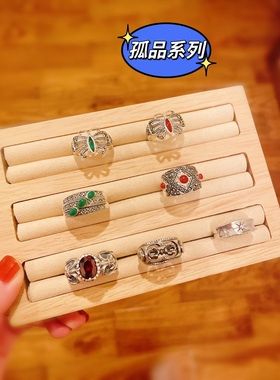 孤品系列泰银绿玛瑙戒指925