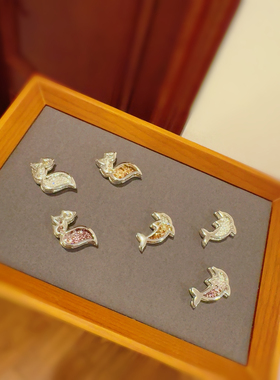 925纯银吊坠松鼠海豚白钻黄钻紫钻意大利工艺厚银吊坠