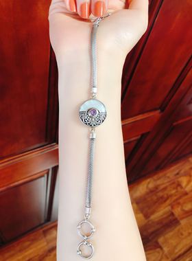 尼泊尔纯银天然百搭礼物手链