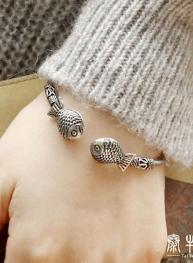 泰国饰品清迈风复古开口做旧手镯