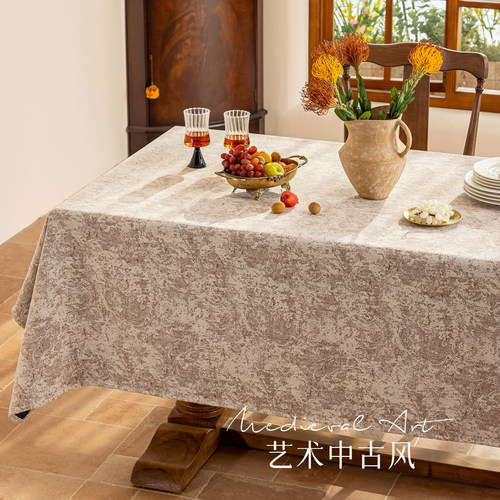 中古侘寂风雪尼尔长条桌布加厚