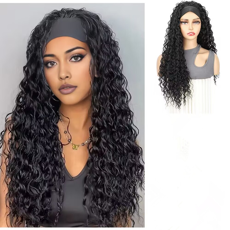 黑色小卷发带扣整顶假发