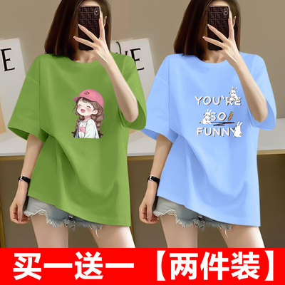 短袖T恤女韩版适中印花