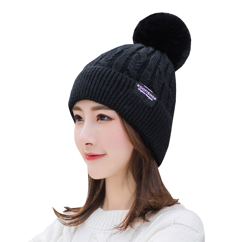 帽子女秋冬季韩版潮休闲百搭保暖针织加绒加厚甜美可爱青年毛线帽