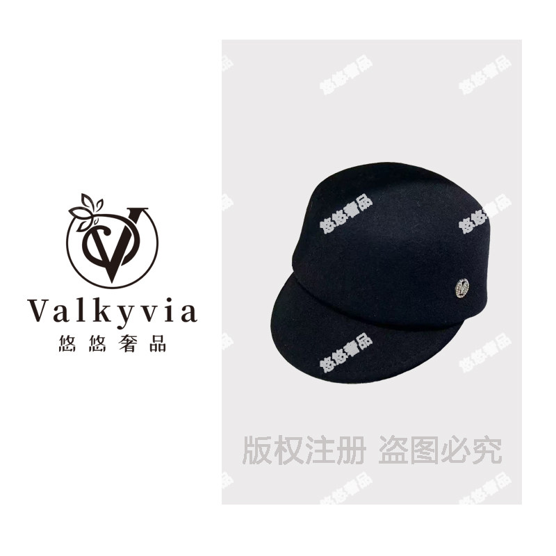 弯檐M字母圆扣礼帽 12843
