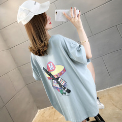 Real shot cotton summer cotton loose size medium length collar short sleeve T-shirt