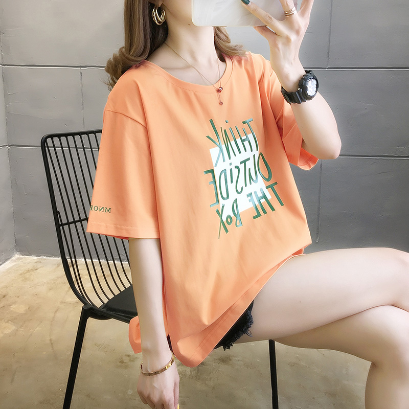 Real shooting summer new loose size short sleeve T-shirt women's pull frame