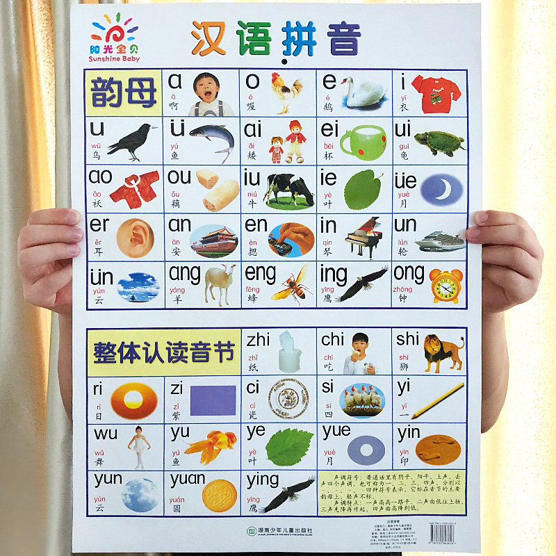 拼音挂图宝宝看图识字卡片认识颜色形状水果蔬菜撕不烂益智早教教具卡