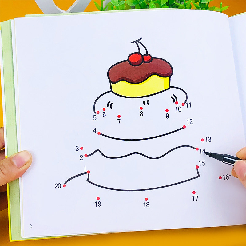 连线画2-3-6岁幼儿简笔画涂鸦填色绘本图画绘画册连线书专注力训练书
