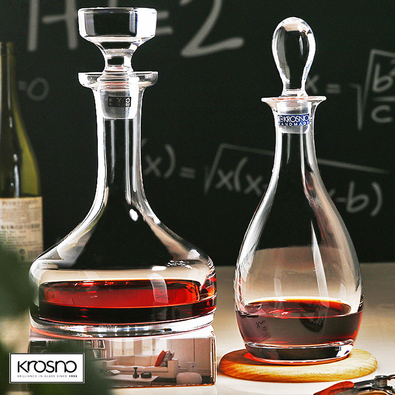 Krosno波兰进口手工水晶玻璃醒酒器红酒带盖子酒樽威士忌洋酒瓶