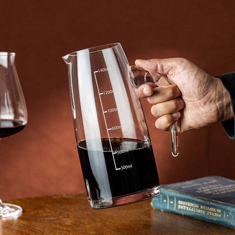 高档轻奢大容量带刻度红酒醒酒器白酒分酒器老酒勾兑水晶玻璃酒具