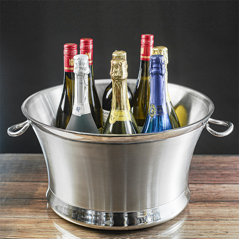 星级酒店商用双层不锈钢香槟盆户外大型宴会保温冰桶大号冰啤酒桶