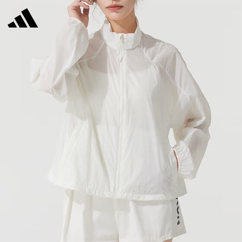Adidas阿迪达斯女装2026秋防晒衣休闲运动防风梭织夹克外套JM8878