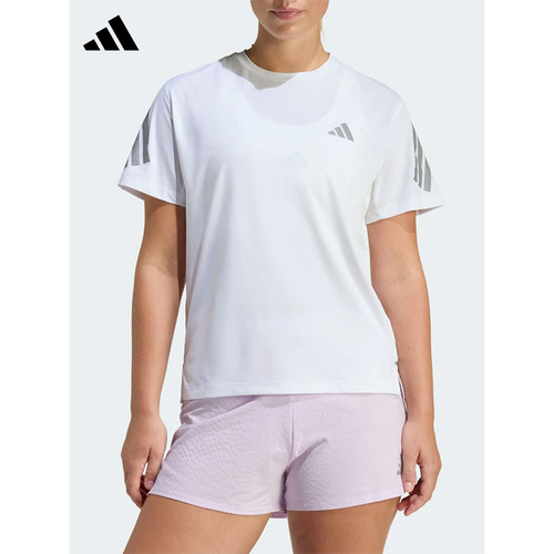Adidas阿迪达斯女子跑步短袖圆领运动休闲T恤舒适透气上衣JZ5115