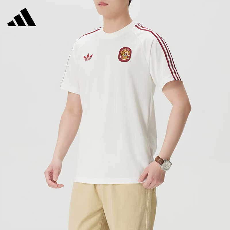 Adidas阿迪达斯男子西班牙队复古足球文化短袖圆领休闲T恤JZ2256