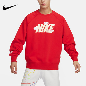 NIKE耐克卫衣男24新款龙年限定祥云字母印花针织加绒套头衫FZ6374
