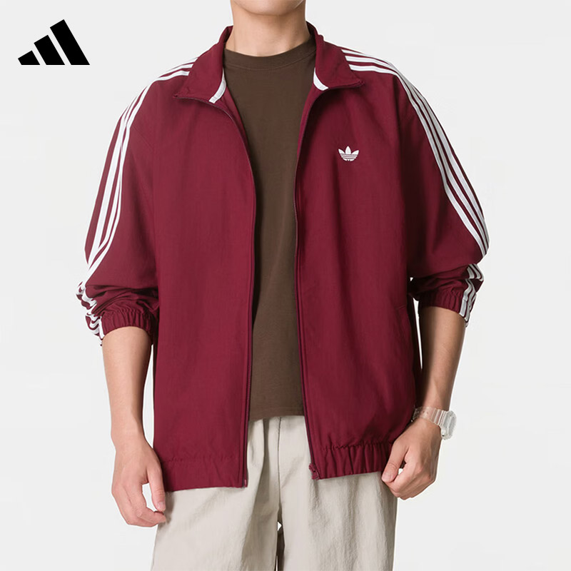 Adidas阿迪达斯三叶草男女款条纹长袖外套上衣运动休闲夹克KS4244