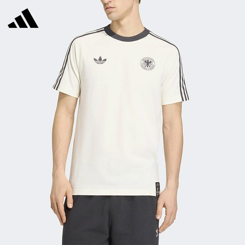 Adidas阿迪达斯男短袖德国队足球圆领运动T恤休闲半袖上衣KG5098