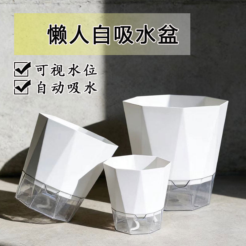 懒人自吸水花盆水培植物器皿绿萝专用线吸吸水盆自动塑料盆栽大号
