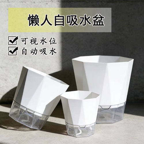 懒人自吸水花盆水培植物器皿绿萝专用线吸吸水盆自动塑料盆栽大号