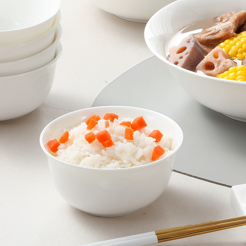 纯白骨瓷碗家用吃饭金钟碗调料碗图片