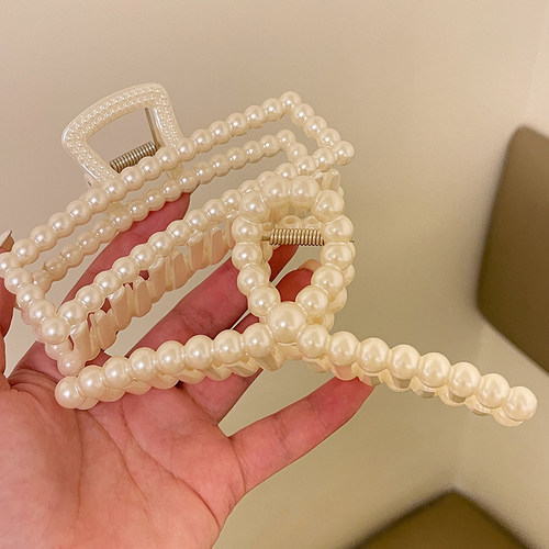 鲨鱼夹亚克力气质珍珠高级感