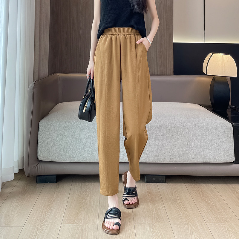 2026夏季薄款哈伦裤女九分裤中年妈妈高腰宽松休闲裤小个子八分裤