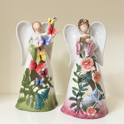 出口布鲁瓷BlueSky手绘陶瓷天使摆件家居装饰品礼物造景氛围