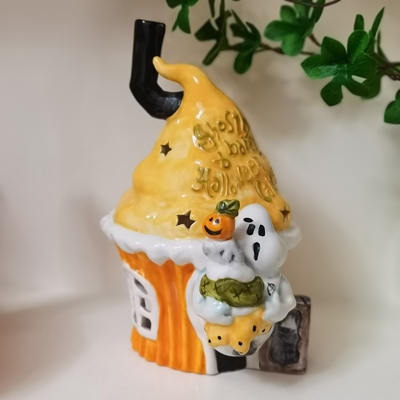 外贸出口bluesky布鲁瓷万圣节阿飘冰淇淋陶瓷屋仓鼠窝造景摆件