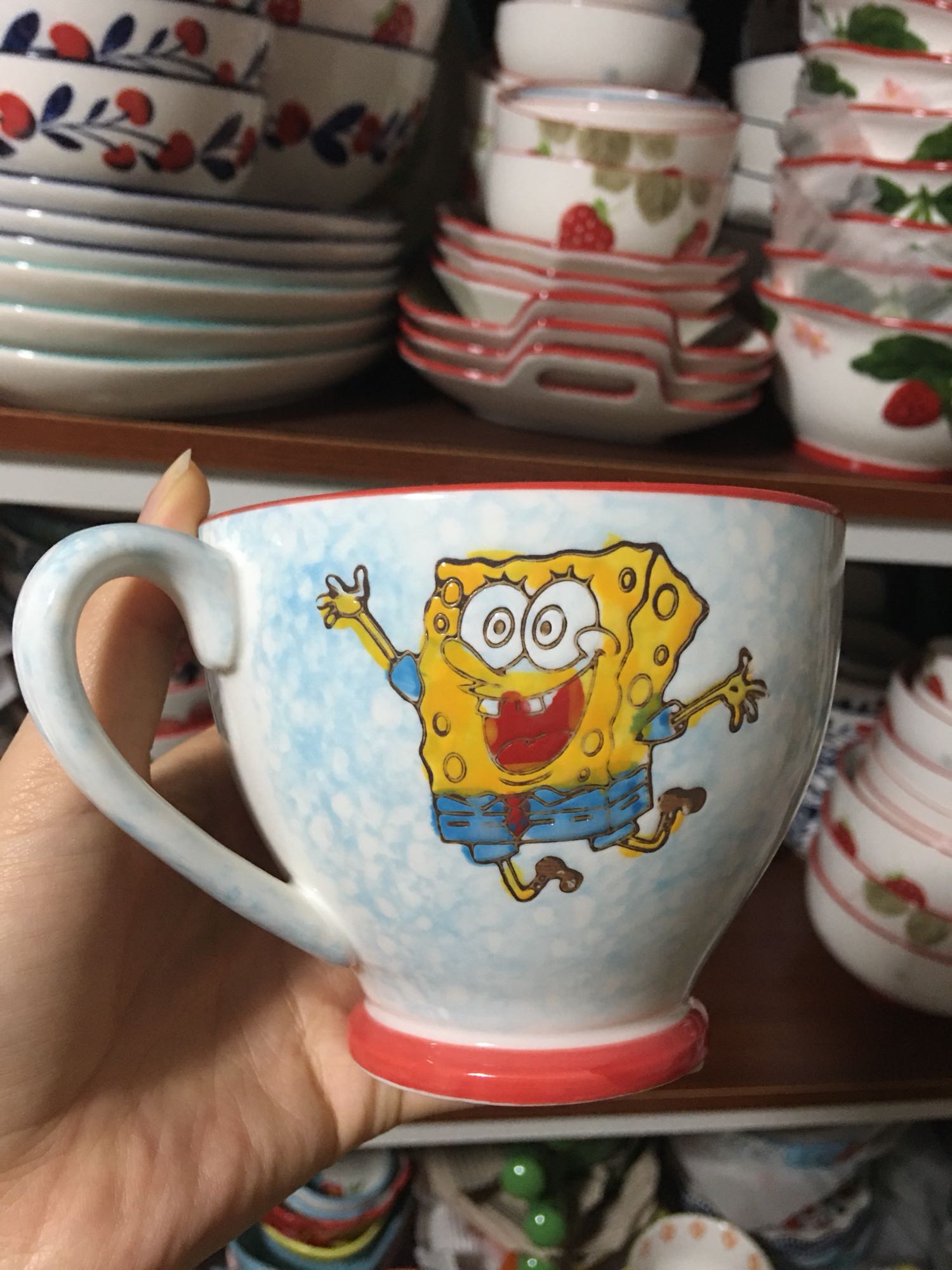 捡漏孤品微瑕外贸手绘饭碗陶瓷