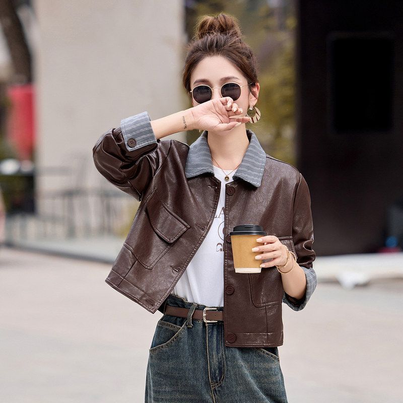 皮衣外套女2025秋百搭新款显瘦
