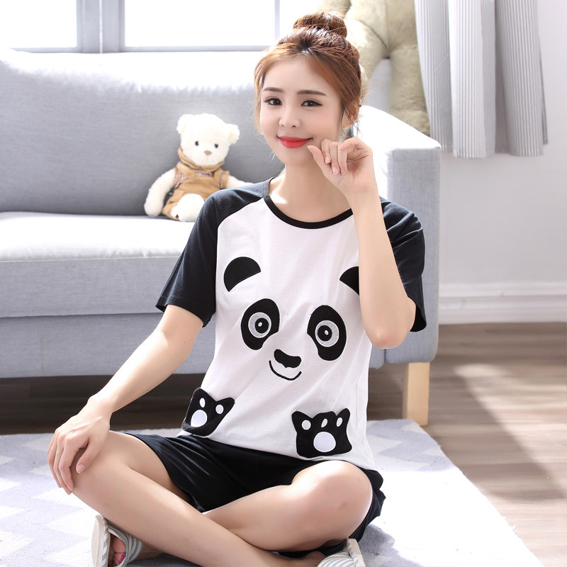 女士睡衣夏季短袖纯棉青少年初中学生可爱卡通动漫女式家居服套装