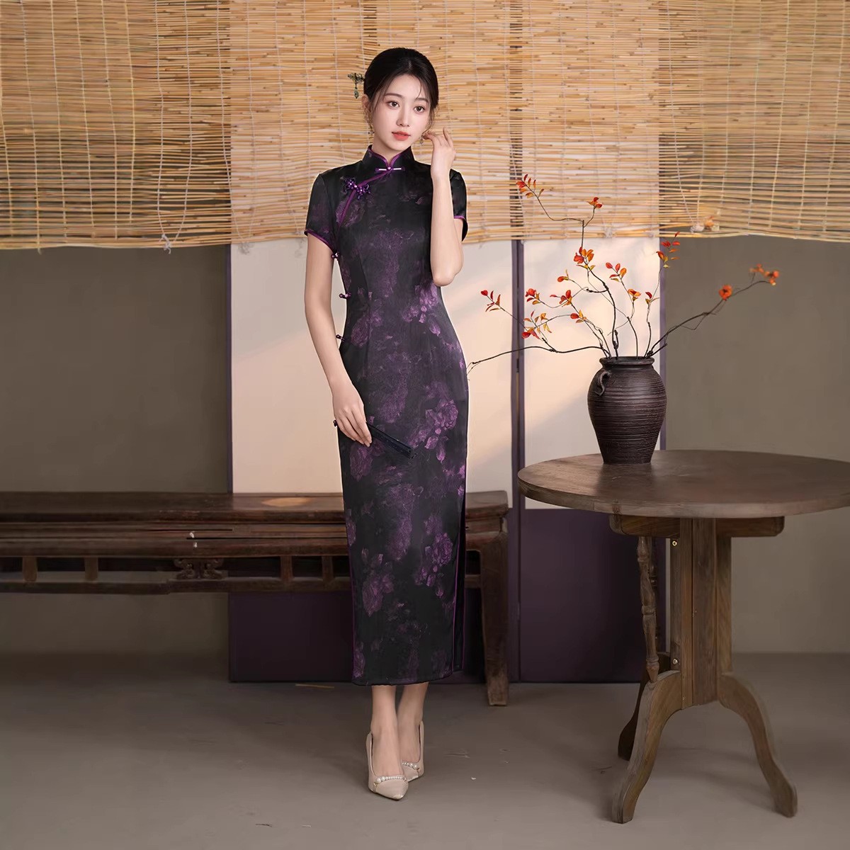 夏季新款老上海国风女士妈妈旗袍