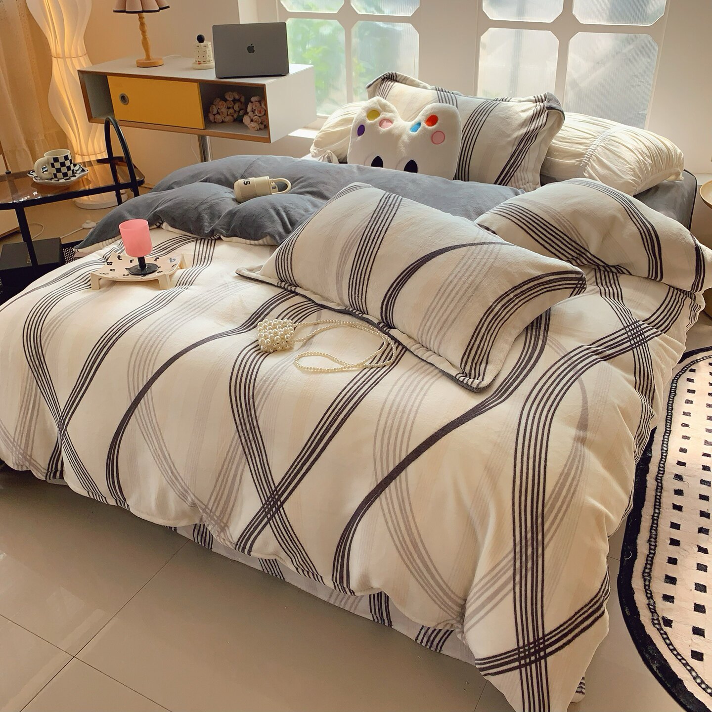 冬季ins风小清新印花牛奶绒保暖舒适双面加绒三件套四件套,床上用品,床品套件/四件套/多件套,淘宝优惠券,粉丝福利购,淘宝优惠卷