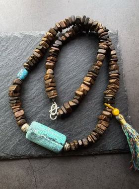 月末魔羯。原创。|山水画| 天然绿松石大桶珠。奇楠沉香片。项链