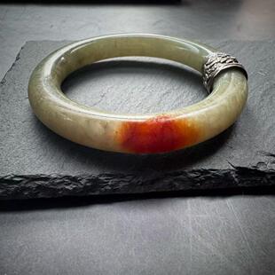 老银件 月末魔羯 老红翡翠手镯 一抹红 手镯 原创