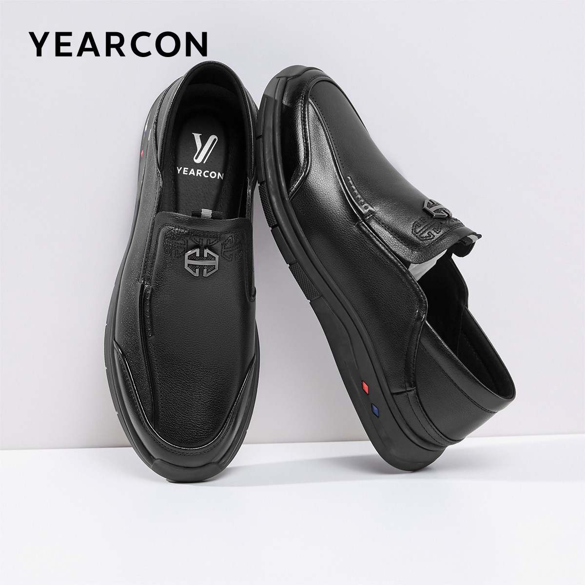 意尔康男鞋软底一脚蹬男士真皮商务休闲英伦风皮鞋舒适中年爸爸鞋