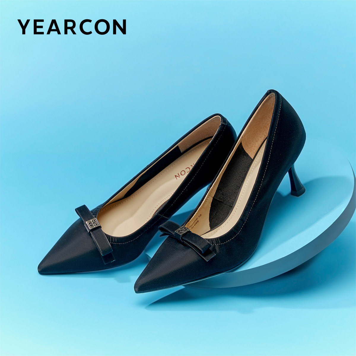 意尔康女鞋春秋季女士真皮浅口单鞋细跟气质法式高跟通勤工作鞋