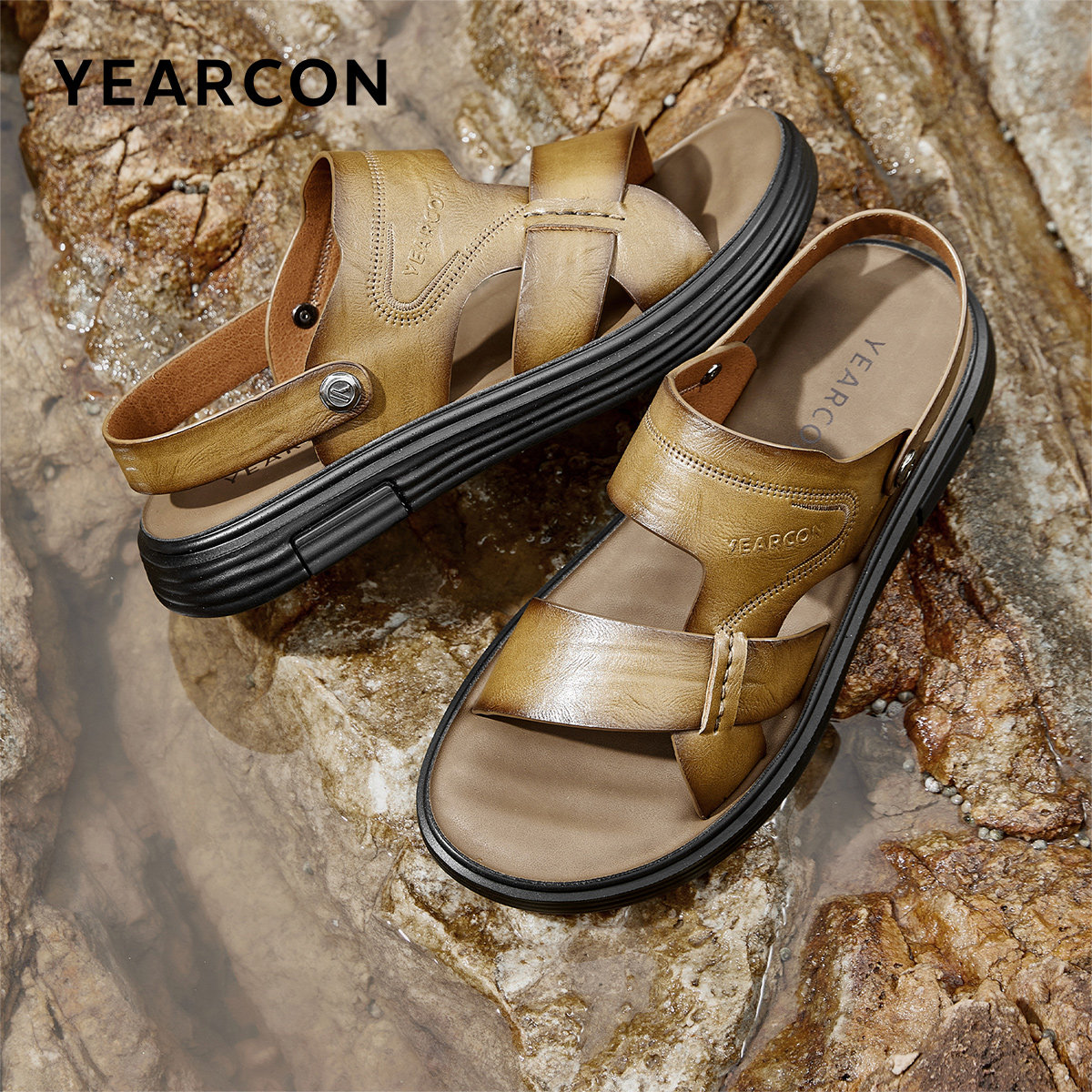 意尔康男鞋夏季男士户外休闲开车凉鞋软底外穿两用凉拖沙滩鞋爸爸