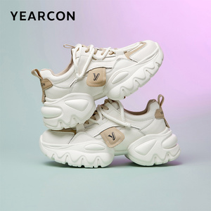 意尔康女鞋春秋季松糕厚底运动休闲老爹鞋女士时尚潮流单鞋