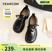 配裙子单鞋 意尔康女鞋 女士厚底英伦学院风小皮鞋 乐福鞋 2026春季