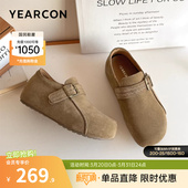 2026春季 软底复古袋鼠鞋 新款 内增高休闲单鞋 全包博肯鞋 意尔康女鞋