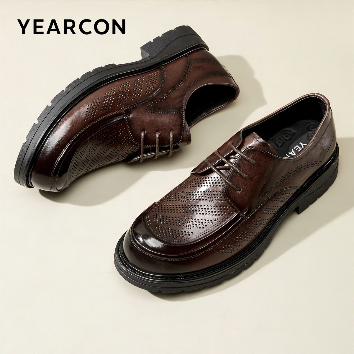 意尔康男鞋夏季真皮商务正装西装皮鞋男士英伦透气皮凉鞋软底婚鞋